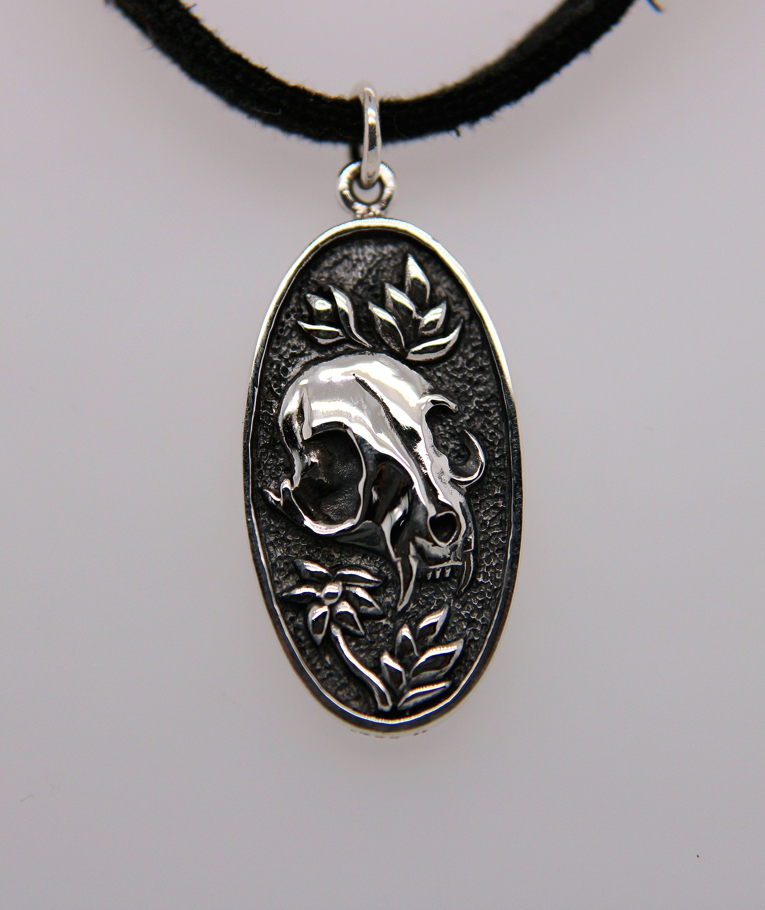 Gothic Sterling Silver Cat Skull Pendant