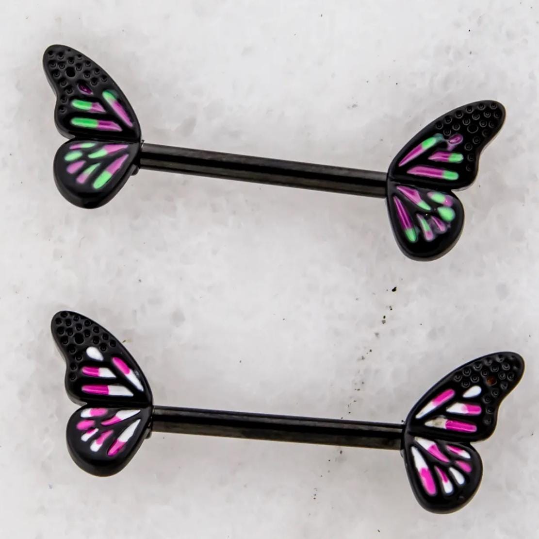 Butterfly Wings Nipple Piercings