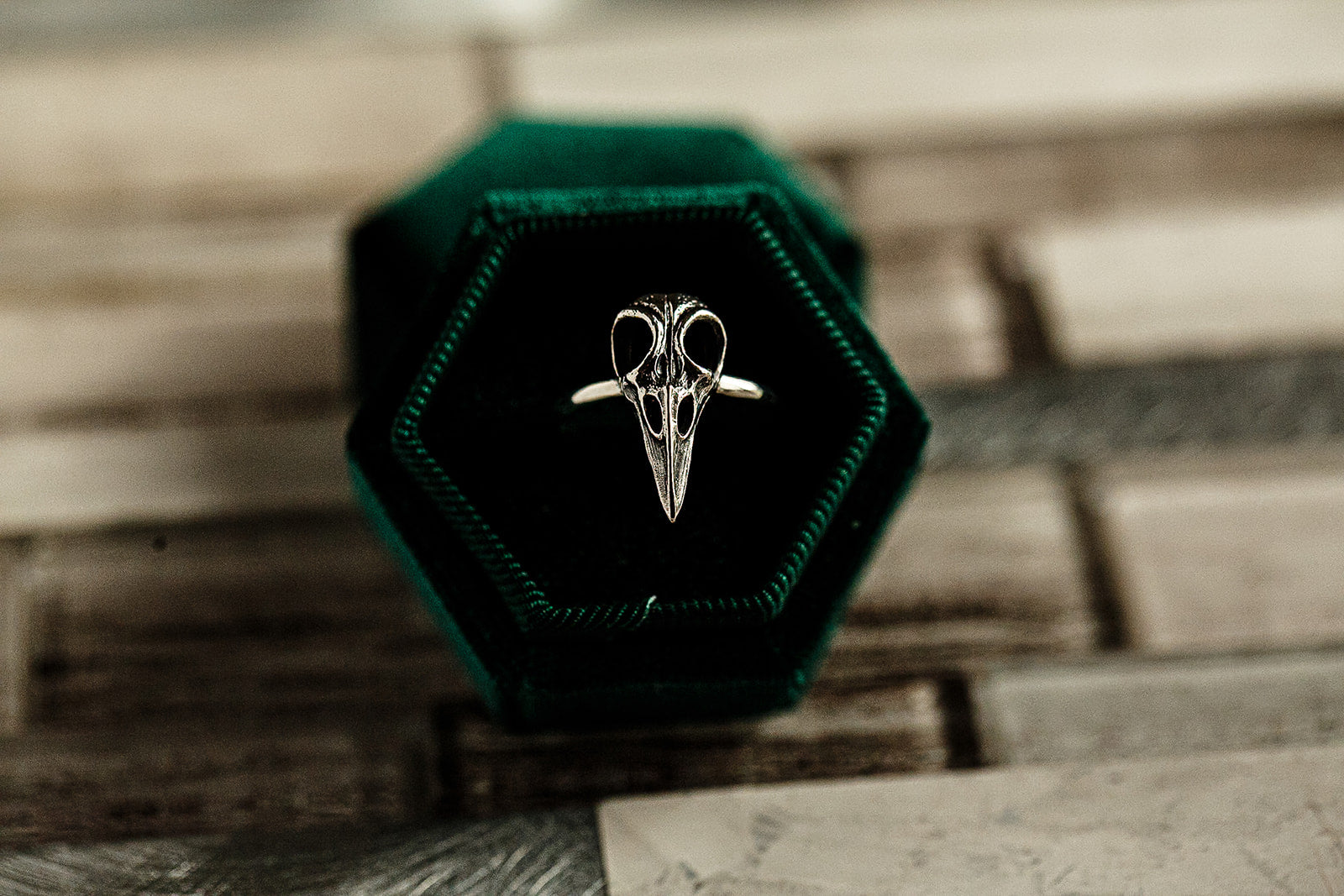 Gothic Sterling Silver Raven Skull Ring Bird Skull Ring