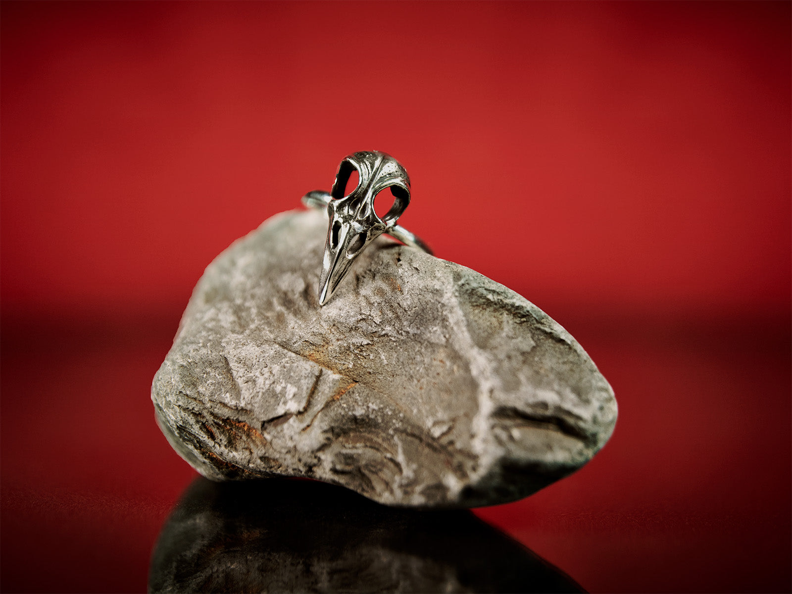Gothic Sterling Silver Raven Skull Ring Bird Skull Ring